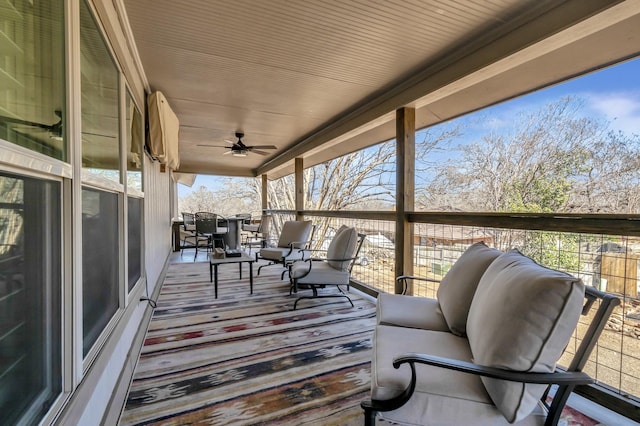 deck featuring a ceiling fan