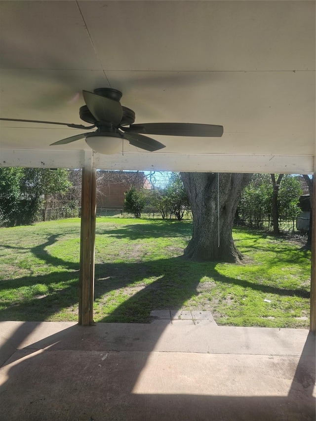 view of yard featuring ceiling fan