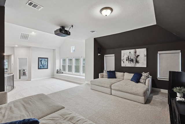 2840 Killdeer Trl, Prosper, TX 75078 - home theater with carpet, vaulted ceiling, and baseboards