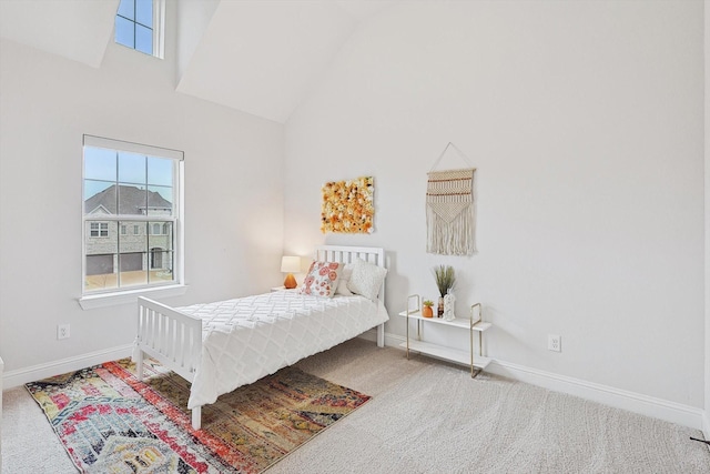 2840 Killdeer Trl, Prosper, TX 75078 - carpeted bedroom with baseboards and high vaulted ceiling