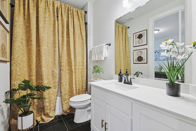 2840 Killdeer Trl, Prosper, TX 75078 - full bathroom featuring vanity, tile patterned flooring, toilet, and shower / tub combo
