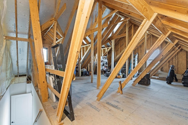 view of unfinished attic