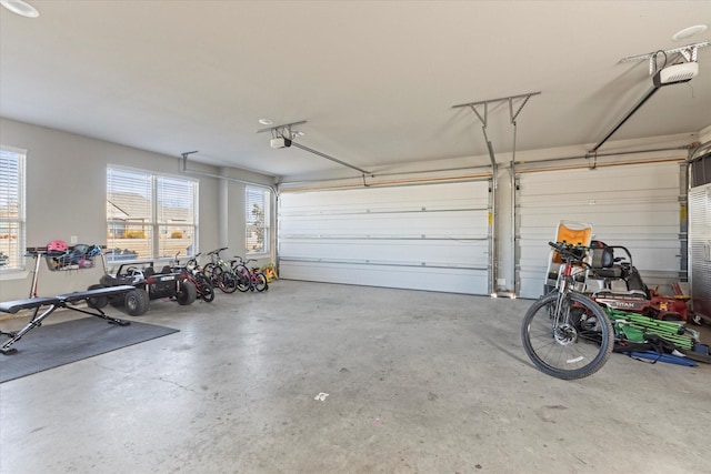 garage with a garage door opener