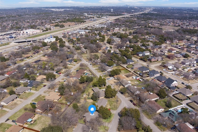 aerial view with a residential view