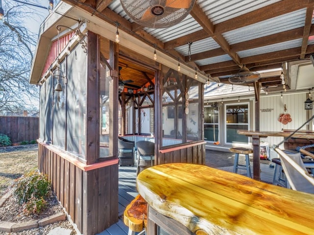 wooden deck featuring fence