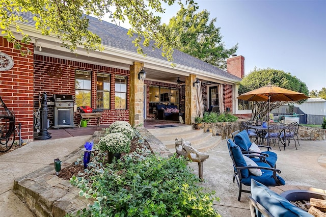 view of patio with area for grilling