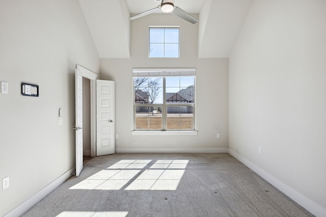3830 Dalea Dr, Prosper, TX 75078 - interior space featuring high vaulted ceiling, carpet, and baseboards