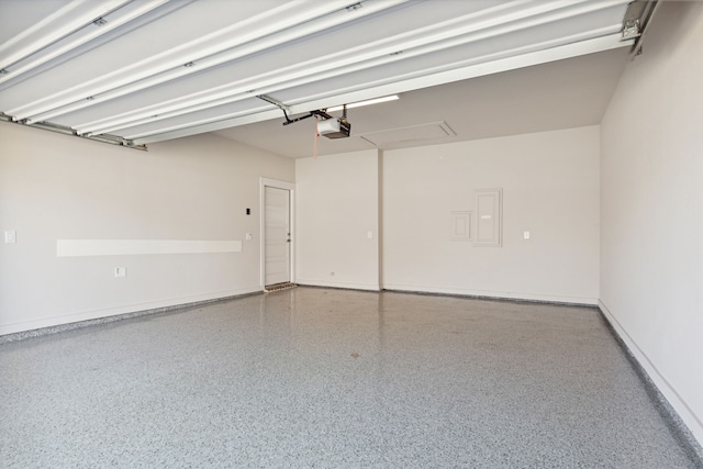3830 Dalea Dr, Prosper, TX 75078 - garage with a garage door opener, electric panel, and baseboards