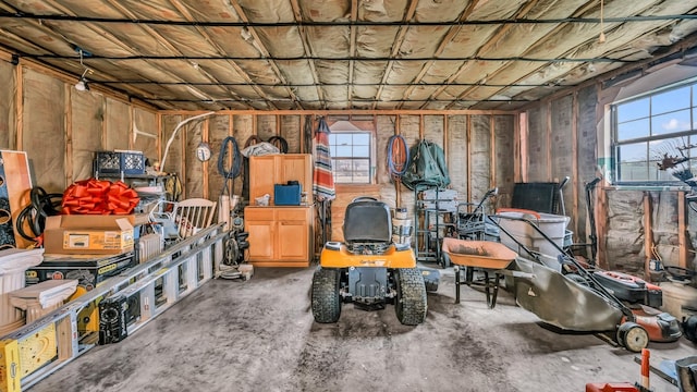 storage room with a garage