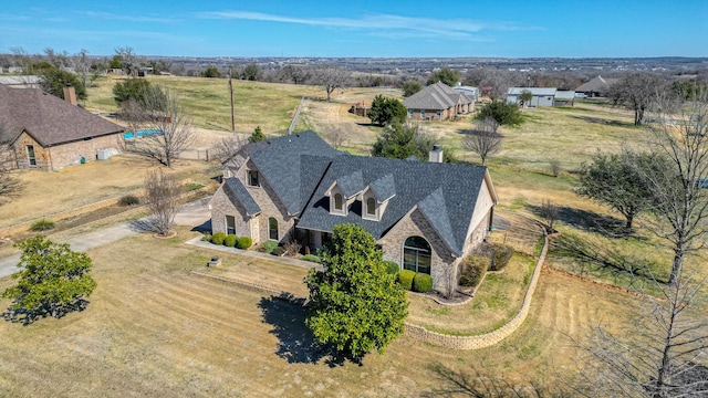 drone / aerial view with a rural view