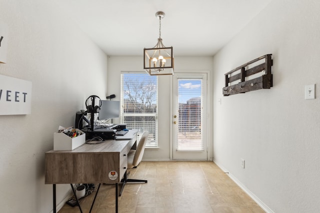 10509 Splitridge Ct, Fort Worth, TX 76108 - office with a chandelier and light flooring