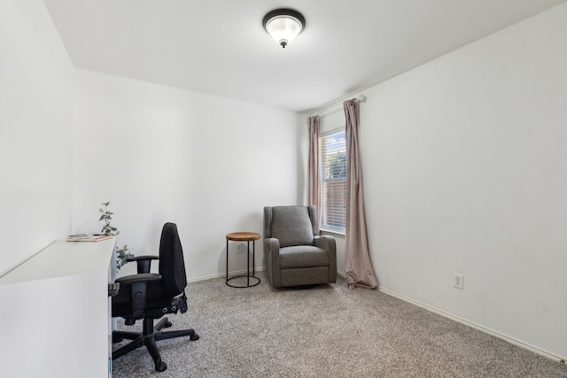 home office featuring baseboards and carpet flooring