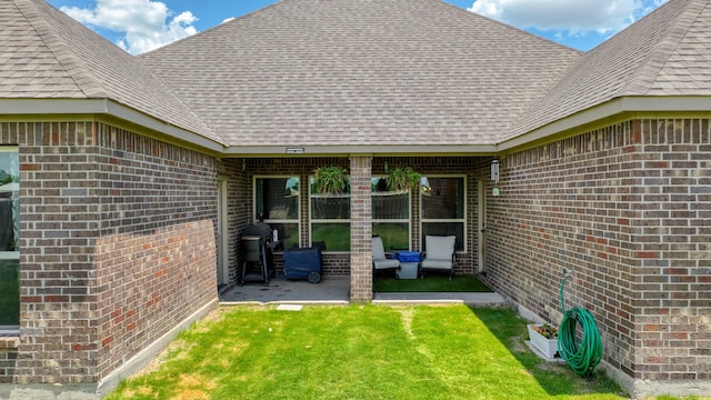 exterior space featuring a patio and an outdoor living space