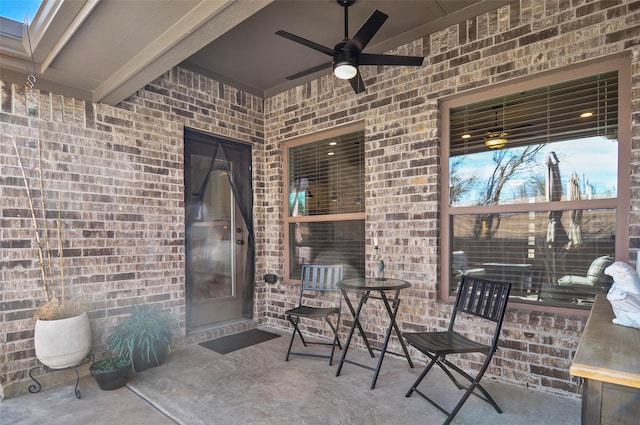 view of patio / terrace with a ceiling fan