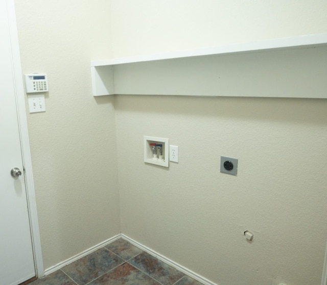 washroom with laundry area, hookup for a washing machine, baseboards, and electric dryer hookup