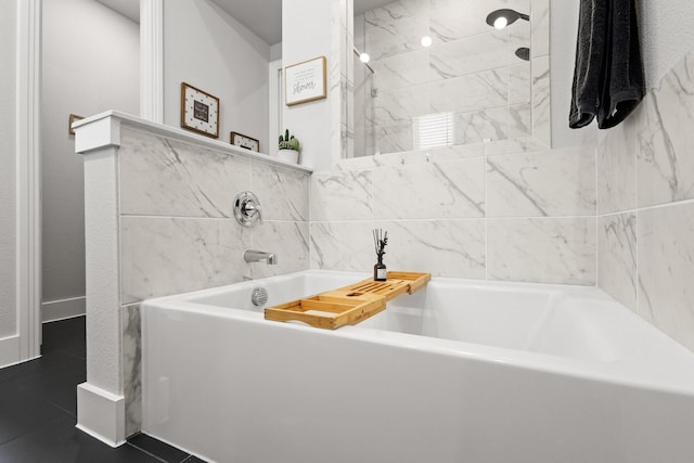 full bathroom with a tub to relax in