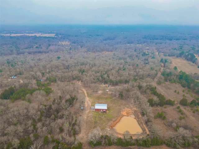 bird's eye view featuring a rural view and a view of trees