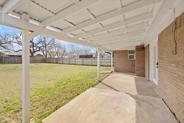 view of yard featuring a patio area and a fenced backyard