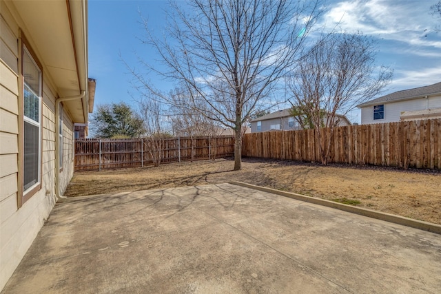 view of yard with a patio area and a fenced backyard