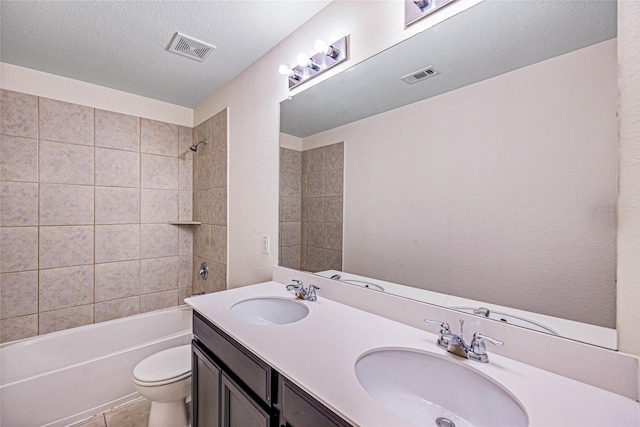 2305 Simmental Rd, Fort Worth, TX 76131 - full bath with toilet, double vanity,  shower combination, and tile patterned floors