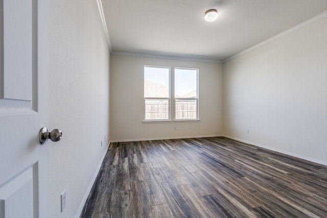 2305 Simmental Rd, Fort Worth, TX 76131 - empty room with dark wood-style floors, ornamental molding, and baseboards