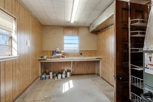 kitchen featuring wooden walls