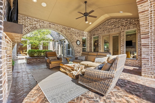 view of patio / terrace with an outdoor hangout area and ceiling fan