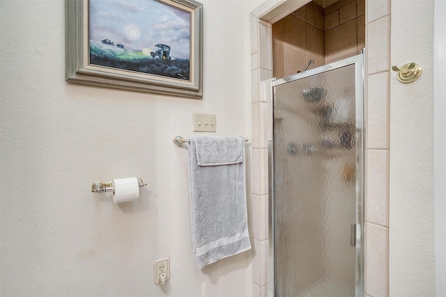 bathroom with a shower stall