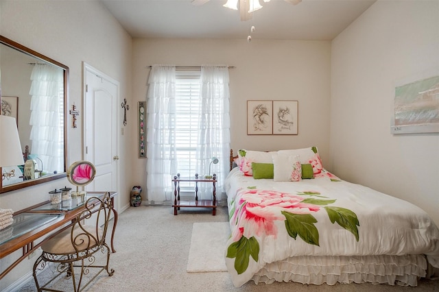 bedroom with carpet floors and ceiling fan