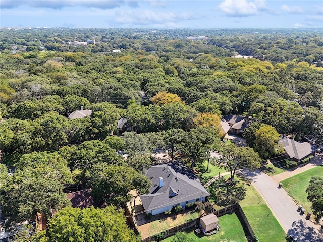 drone / aerial view with a forest view