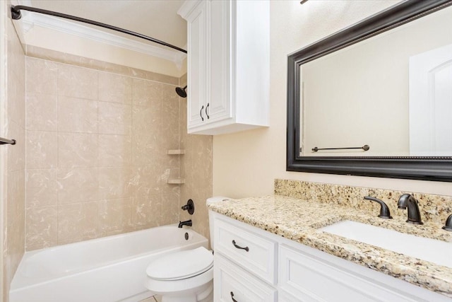 806 N College Ave, West, TX 76691 - full bathroom featuring toilet, shower / washtub combination, crown molding, and vanity