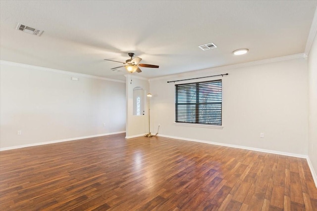 806 N College Ave, West, TX 76691 - unfurnished room featuring ornamental molding, visible vents, and wood finished floors