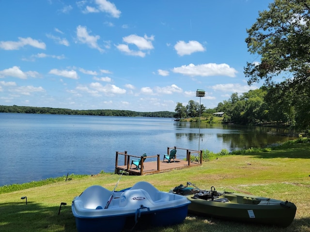 property view of water featuring a boat dock