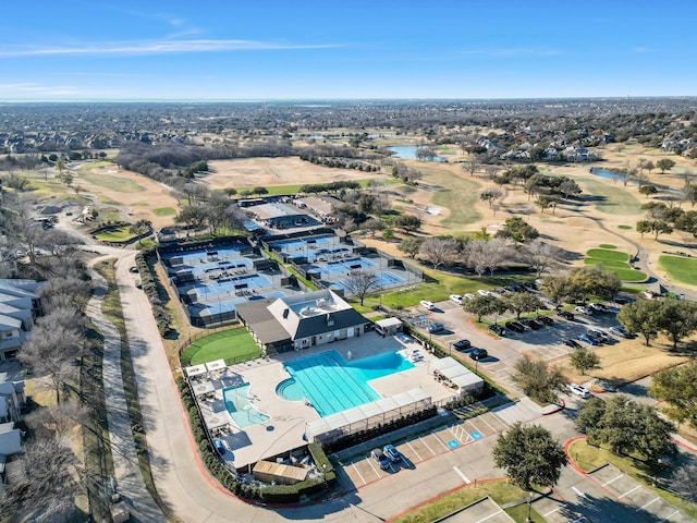 aerial view with view of golf course