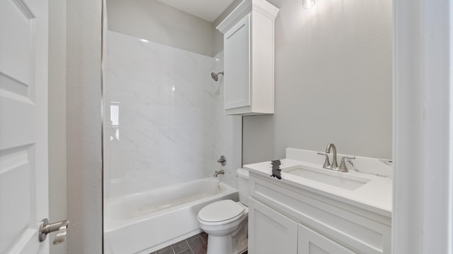 full bathroom featuring shower / bathtub combination, vanity, and toilet