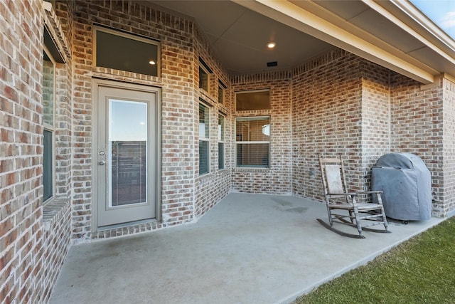 view of patio / terrace featuring a grill