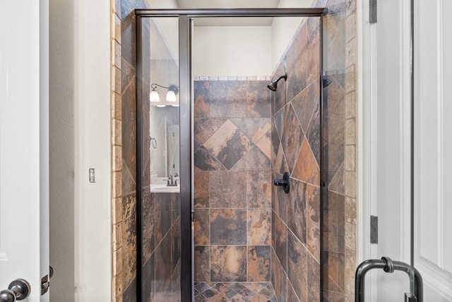 bathroom featuring a stall shower