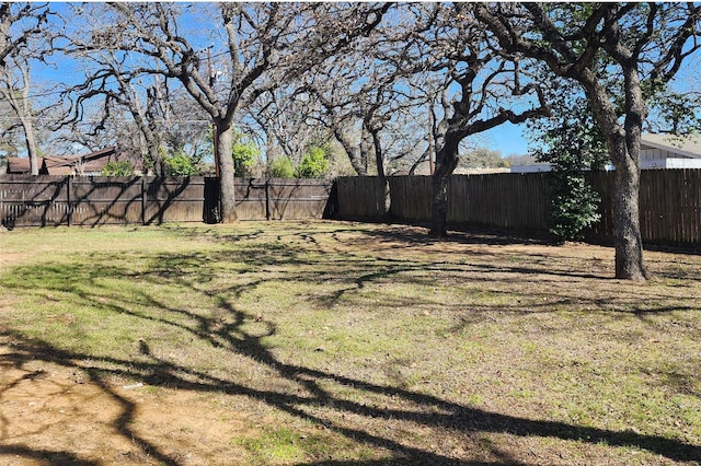 view of yard featuring a fenced backyard