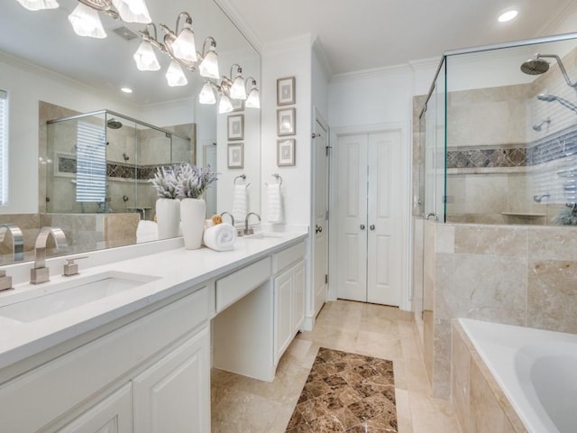 4520 Gilbert Ave, Dallas, TX 75219 - home office featuring crown molding, light colored carpet, recessed lighting, baseboards, and built in desk