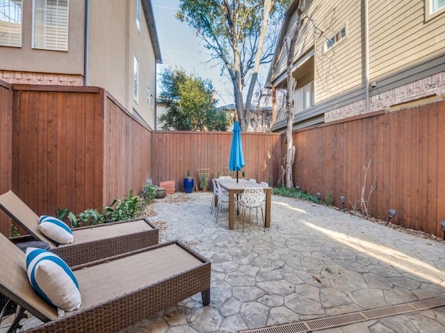 4520 Gilbert Ave, Dallas, TX 75219 - fenced backyard with outdoor dining area and a patio