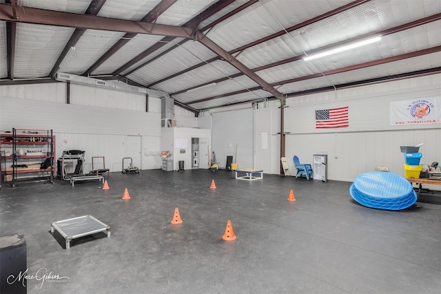 garage featuring metal wall