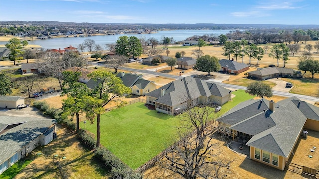 418 Navajo Trl, Gainesville, TX 76240 - bird's eye view with a water view and a residential view