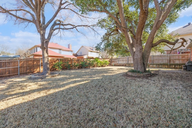 view of yard featuring a fenced backyard