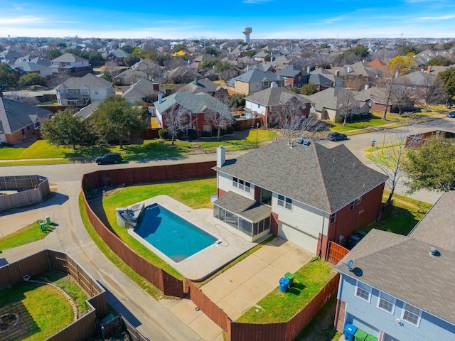 aerial view with a residential view