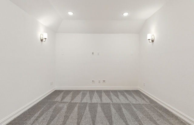 14574 Elion Ct, Pilot Point, TX 75009 - spare room featuring vaulted ceiling, baseboards, carpet, and recessed lighting