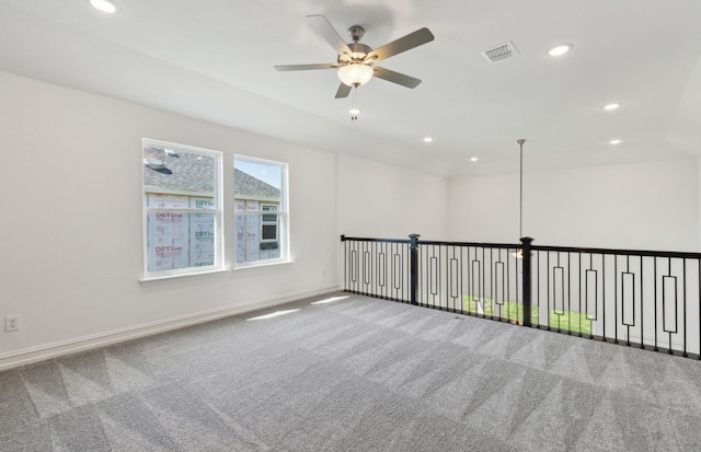 14574 Elion Ct, Pilot Point, TX 75009 - unfurnished room featuring recessed lighting, a ceiling fan, visible vents, and carpet