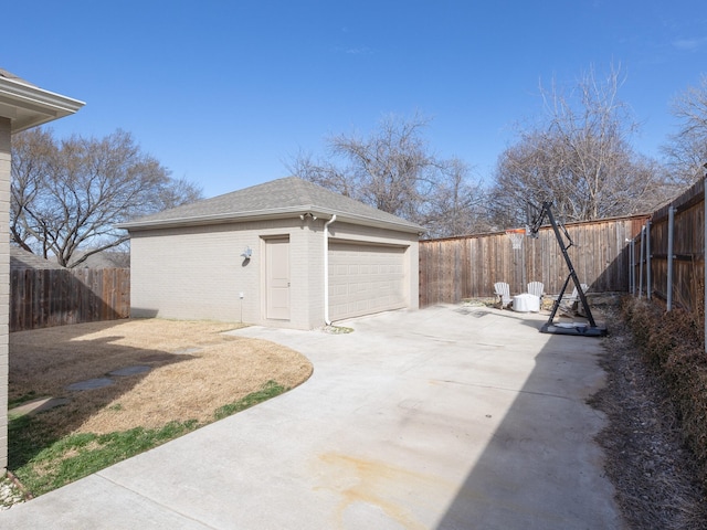 detached garage with fence