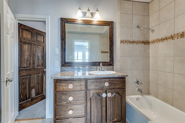 full bath featuring tub / shower combination and vanity