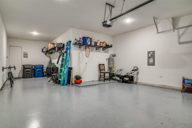 garage featuring a garage door opener and electric panel