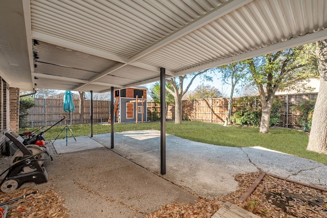 view of patio with a fenced backyard